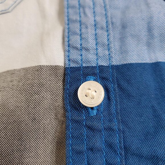 Burberry Toddler Boy Button Down Shirt 18 Months Long Sleeve Plaid Blue Cotton - Picture 6 of 12